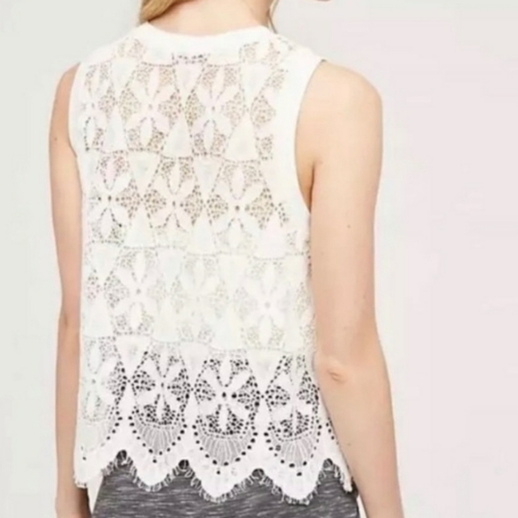 Anthropologie Deletta Bria Scalloped Lace Tank SzS - Picture 3 of 10